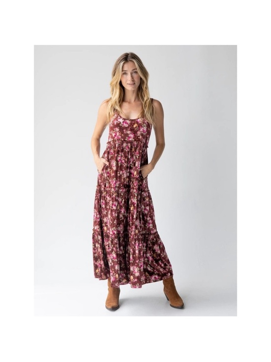 NATURAL LIFE Dresses & Skirts - Natural Life Women's Tiered Maxi Dress Velvet Floral Boho Tank Size Medium NWT